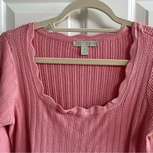 NWT pink knit top with lettuce trim size M